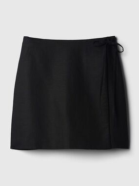 GAP Linen Blend Black Wrap Tie Skirt